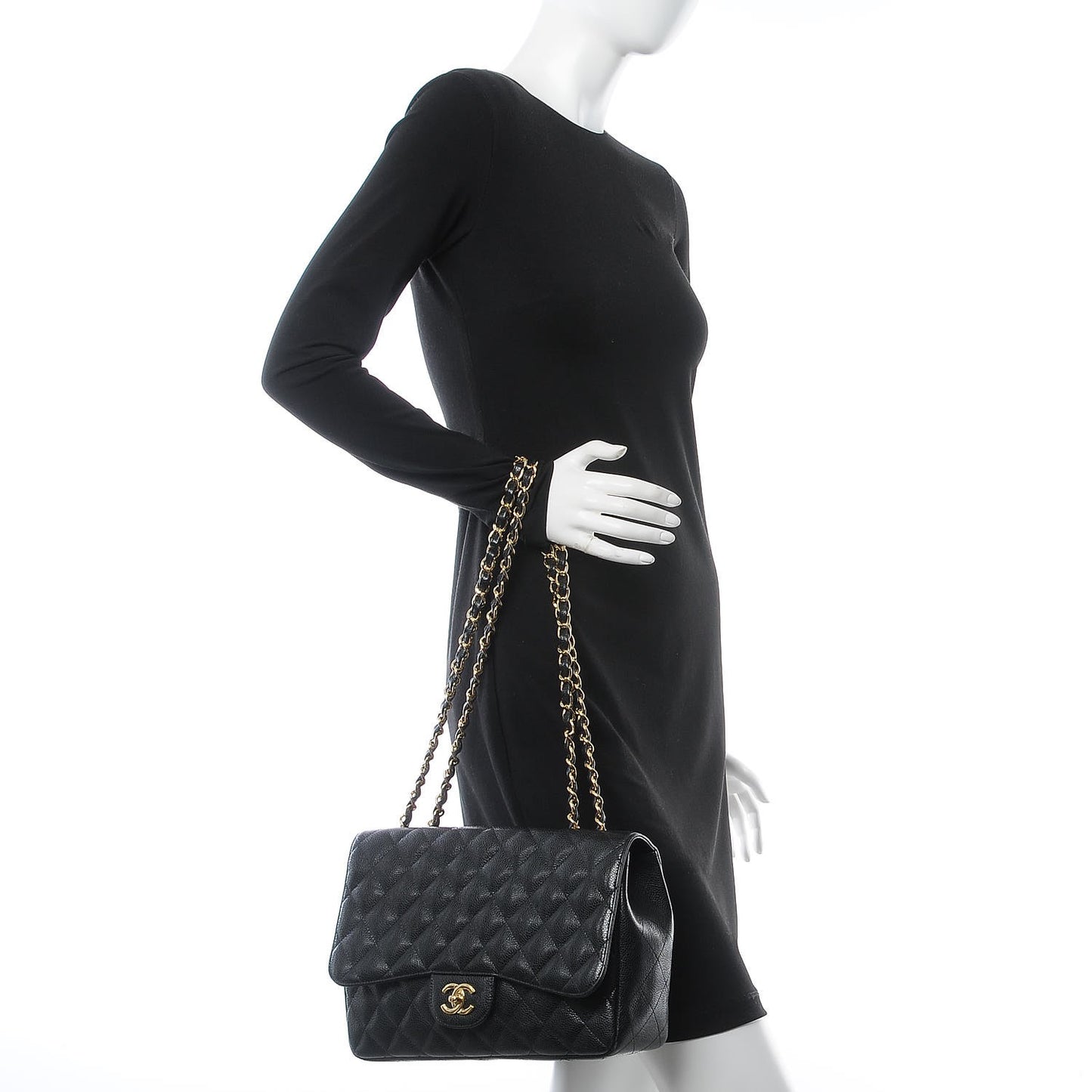 Caviar Quilted Jumbo Single Flap Black