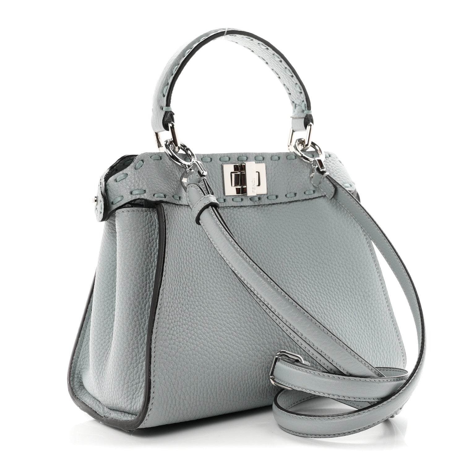 Fendi Cuoio Roma Sellerissima Nappa Sintetica Tape Stitch Mini Peekaboo Iconic Satchel Anice 3 of 10