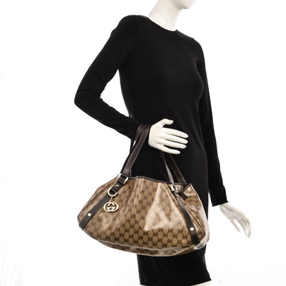 Gucci Crystal Monogram Medium Abbey Shoulder Bag Dark Brown 2 of 7