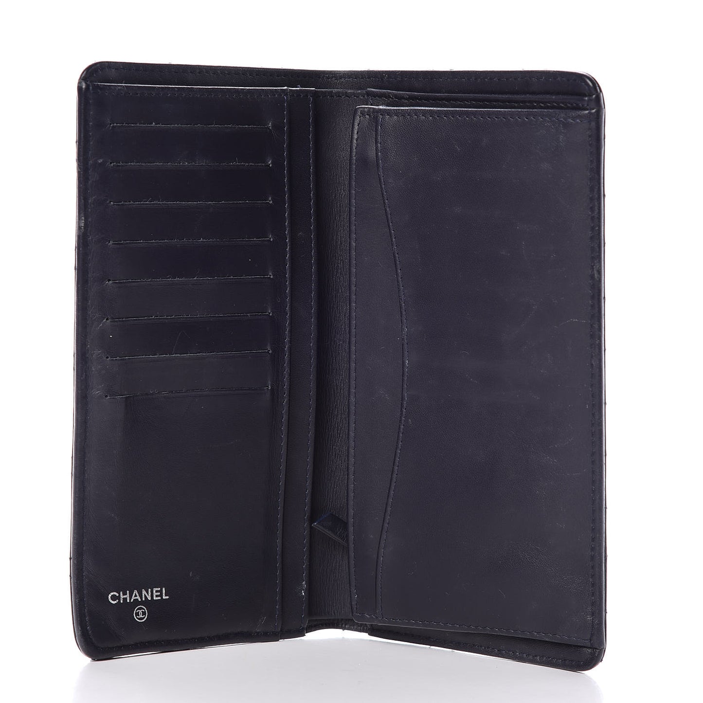 Caviar Quilted Yen Wallet Dark Blue