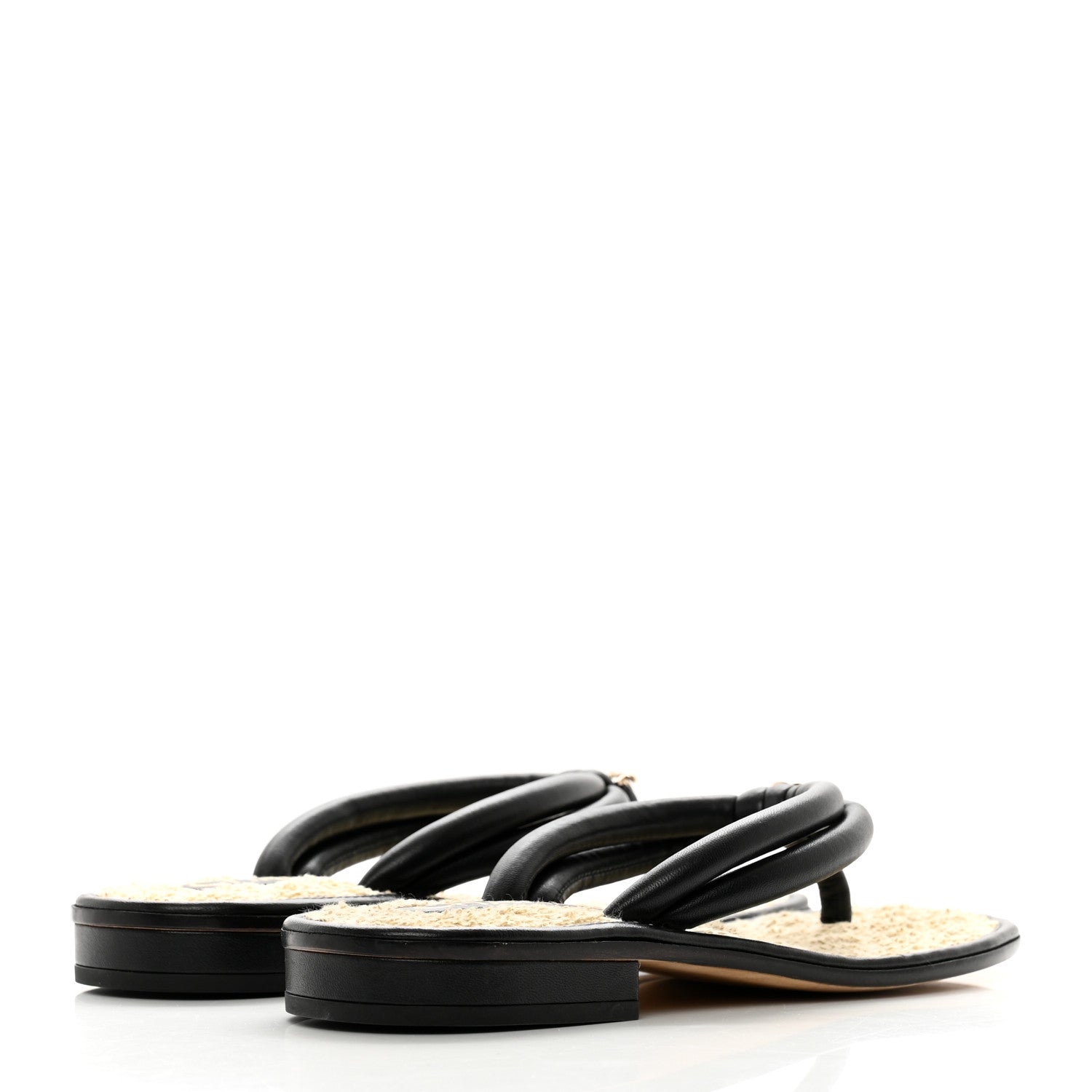 Chanel Lambskin CC Thong Sandals 36 Black 4 of 8