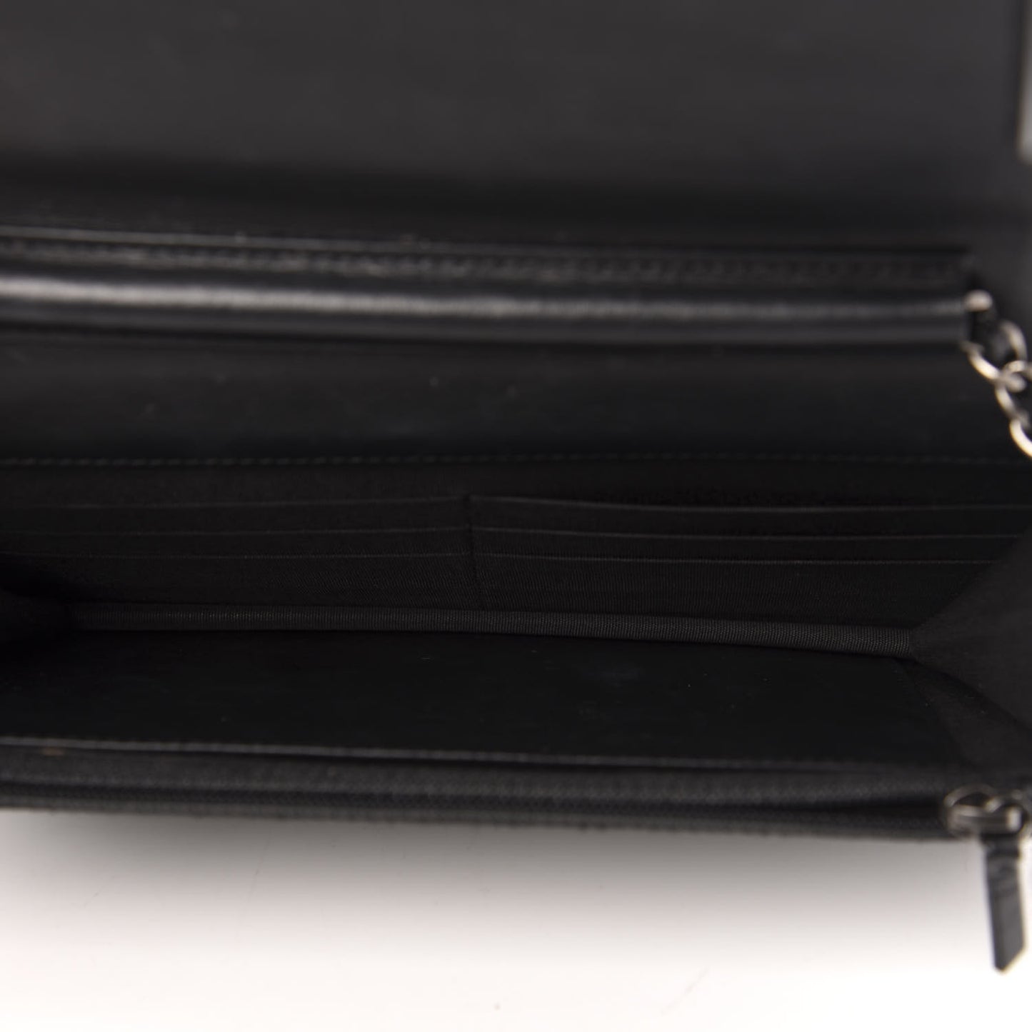 Caviar Chevron Quilted Boy Wallet On Chain WOC Black