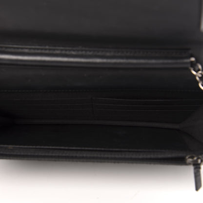 Chanel Caviar Chevron Quilted Boy Wallet On Chain WOC Black 5 of 12