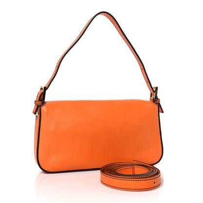 Fendi Vitello Flamingo Enamel Interchangeable Strap Baguette Orange Black Tobacco 4 of 9