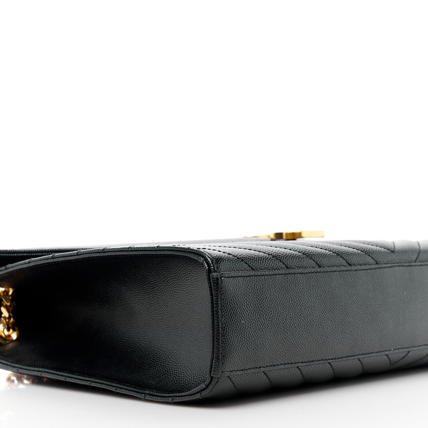 SAINT LAURENT Grain De Poudre Matelasse Chevron Large Monogram Satchel Black