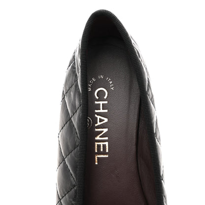 Chanel Aged Calfskin Quilted CC Cap Toe Ballerina Flats 37.5 Black 7 of 10
