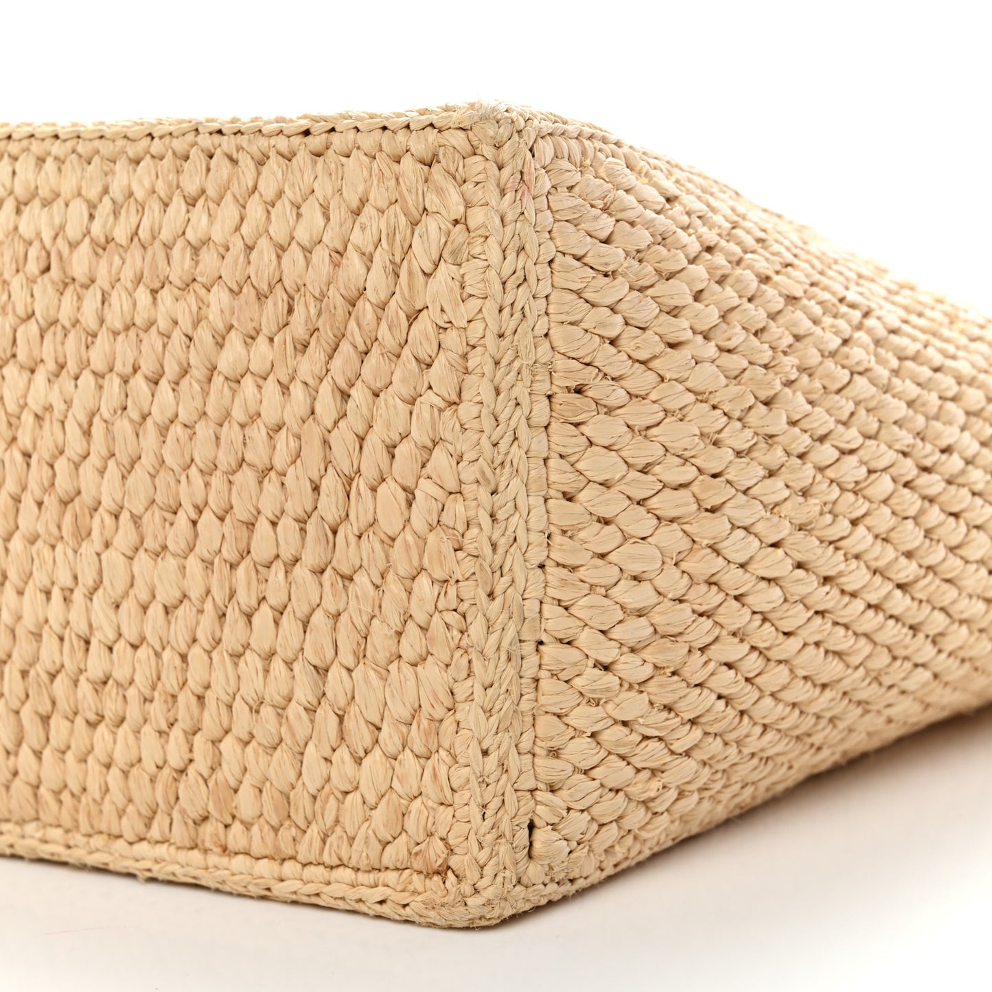 Raffia Calfskin Triomphe Small Cabas Thais Tan