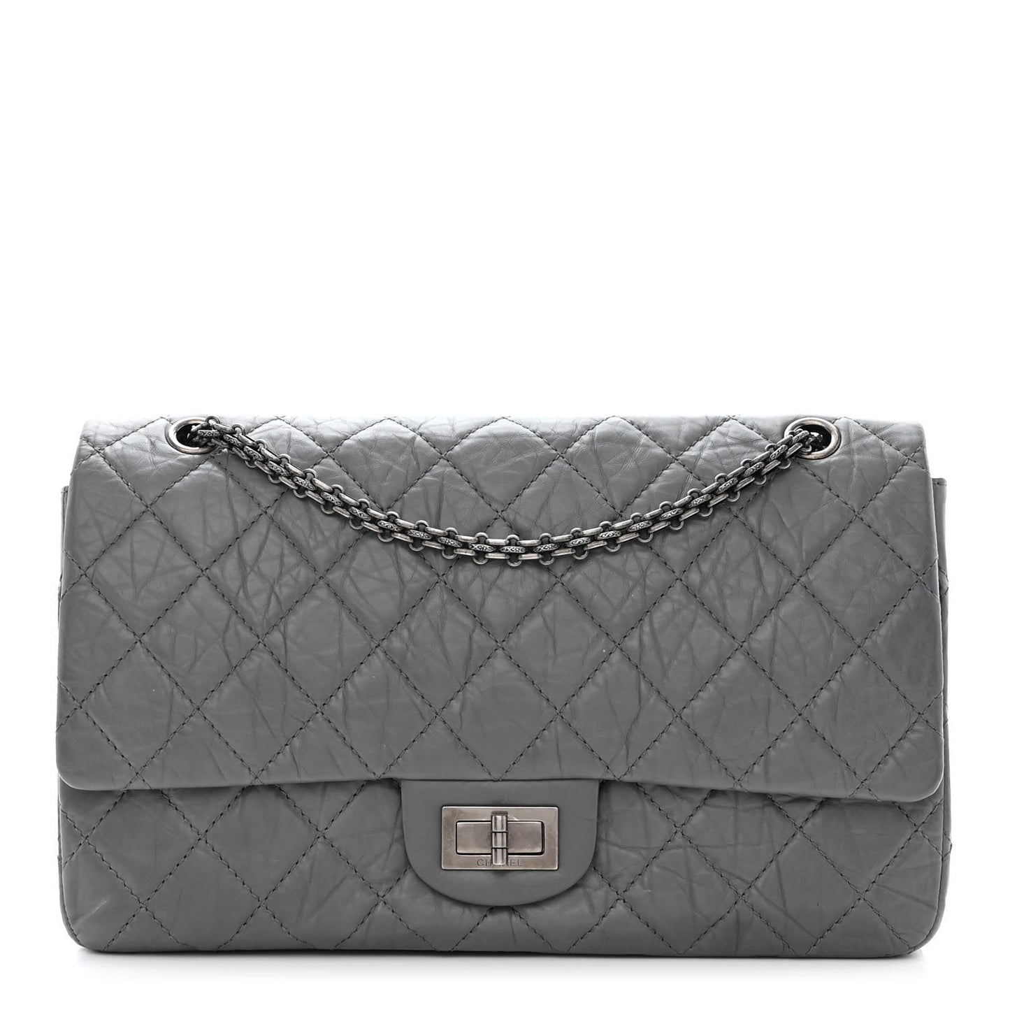 Aged Calfskin Quilted 2.55 Reissue 227 Flap Grey