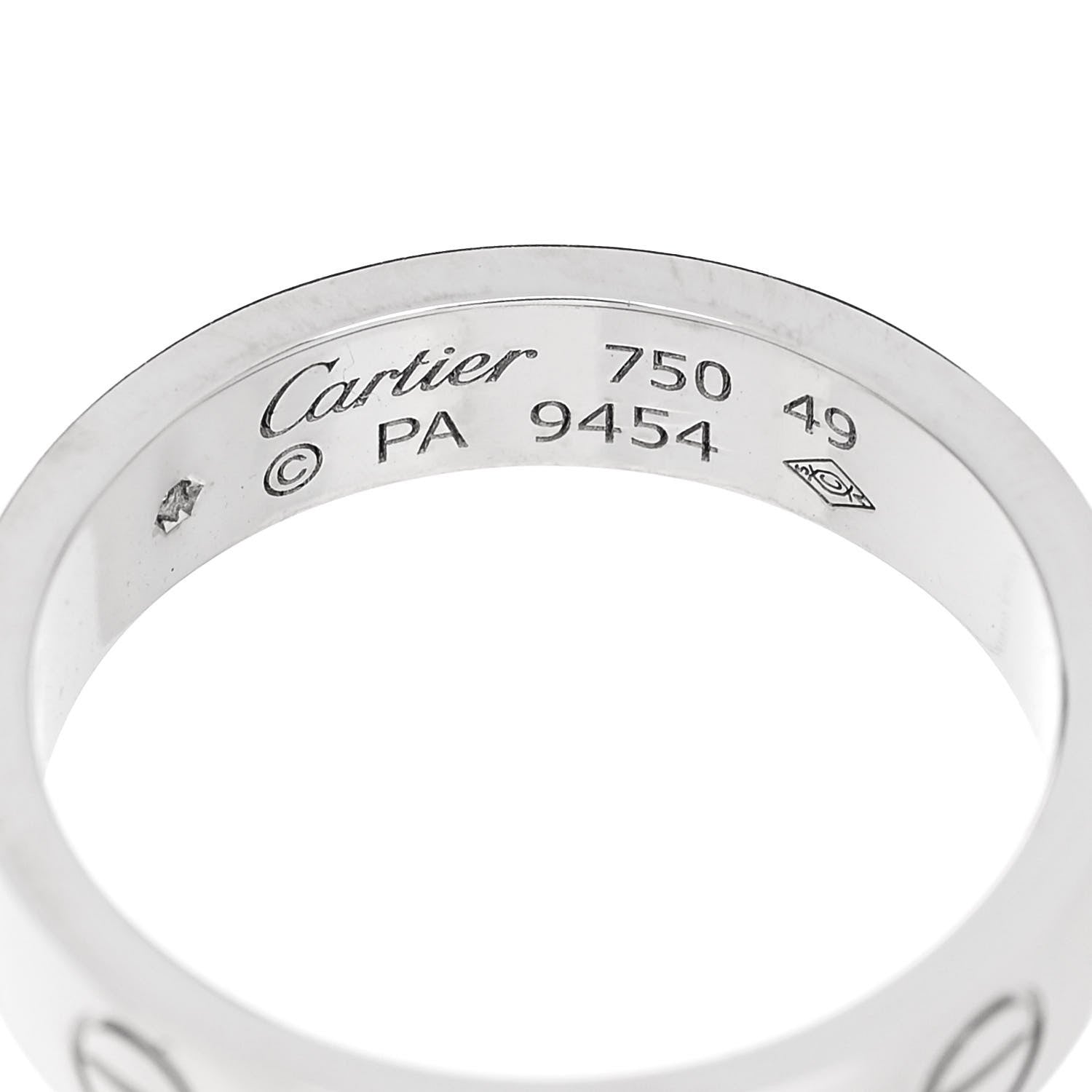 Cartier 18K White Gold Diamond 4mm LOVE Wedding Band Ring 49 5 4 of 4