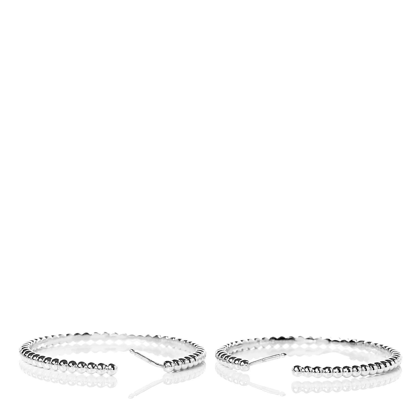 18K White Gold Large Perlee Hoop Earrings