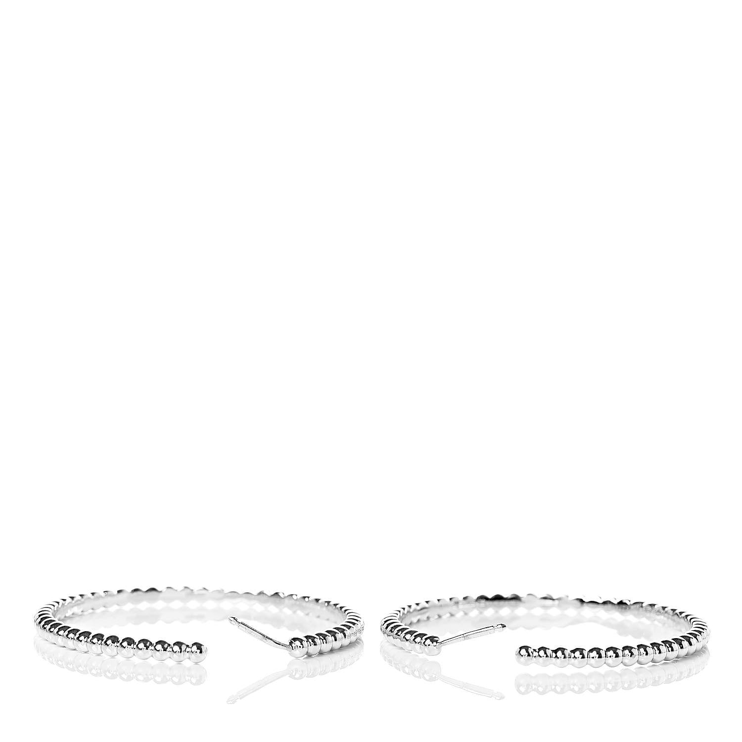 Van Cleef & Arpels 18K White Gold Large Perlee Hoop Earrings 3 of 4