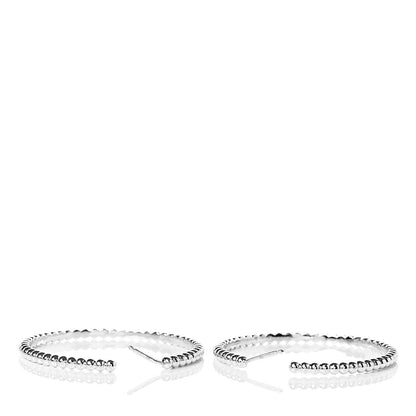 Van Cleef & Arpels 18K White Gold Large Perlee Hoop Earrings 3 of 4