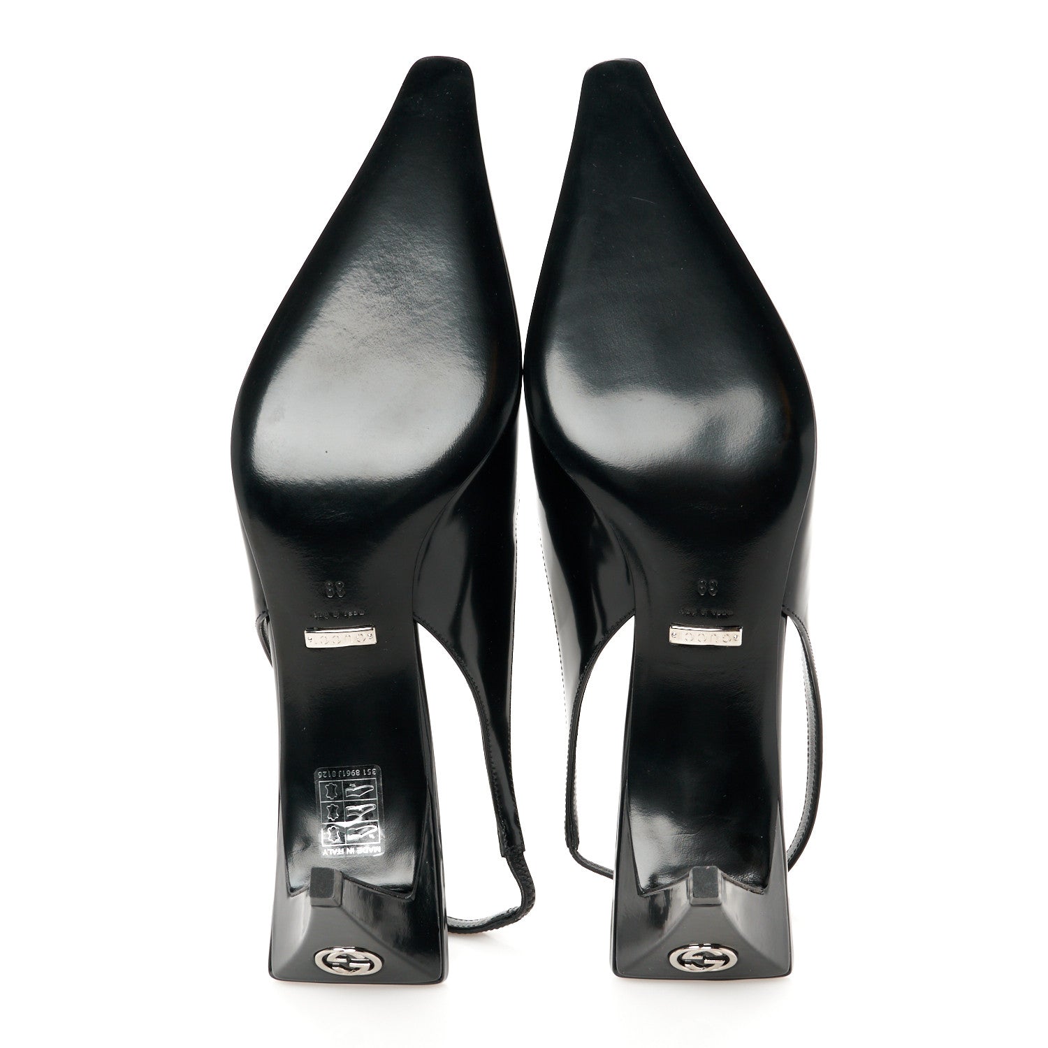 Gucci Nappa Mallory Pointed Toe Slingback Sandal 39 Black 5 of 9