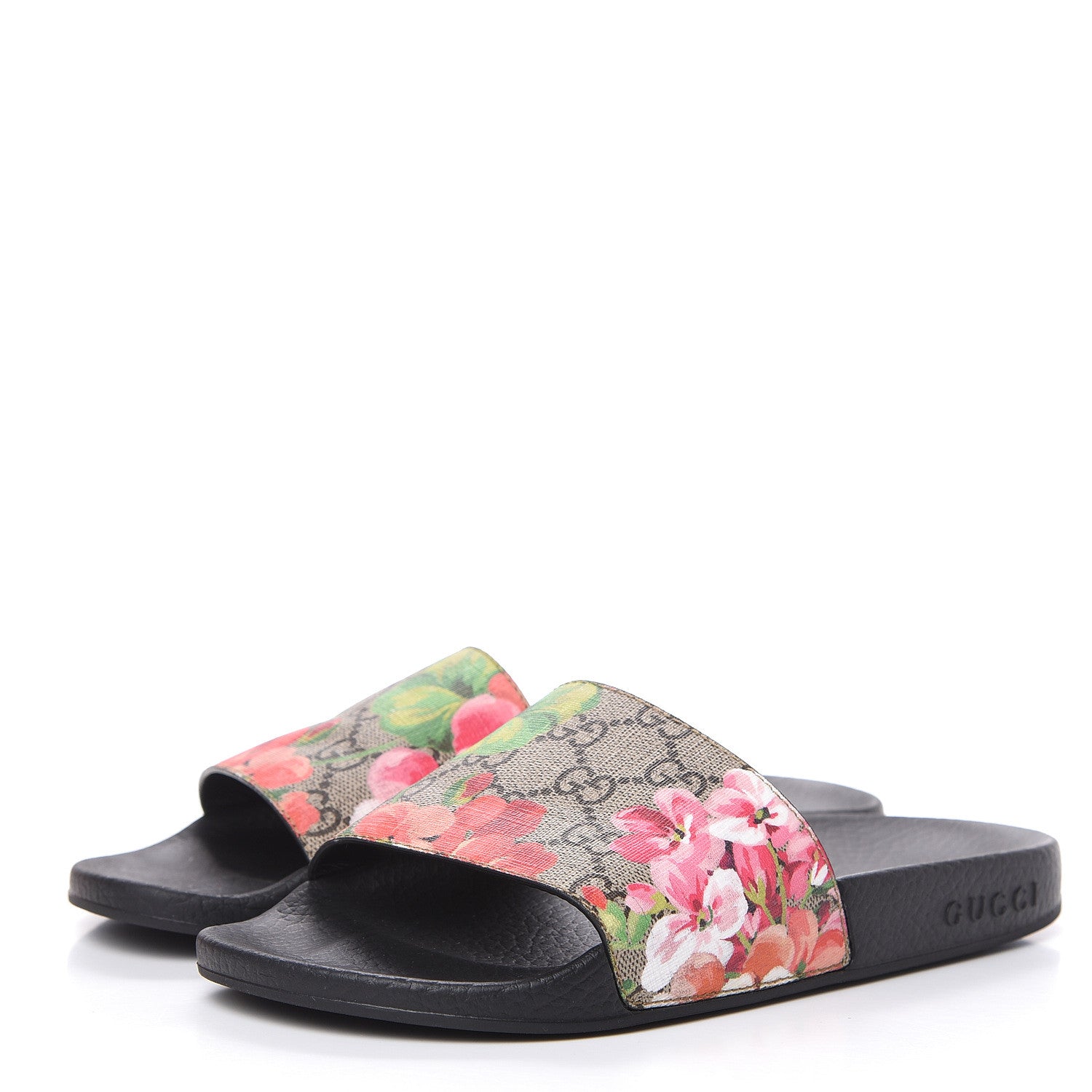 Gucci GG Supreme Monogram Blooms Slide Sandals 37 Beige Multicolor 3 of 7