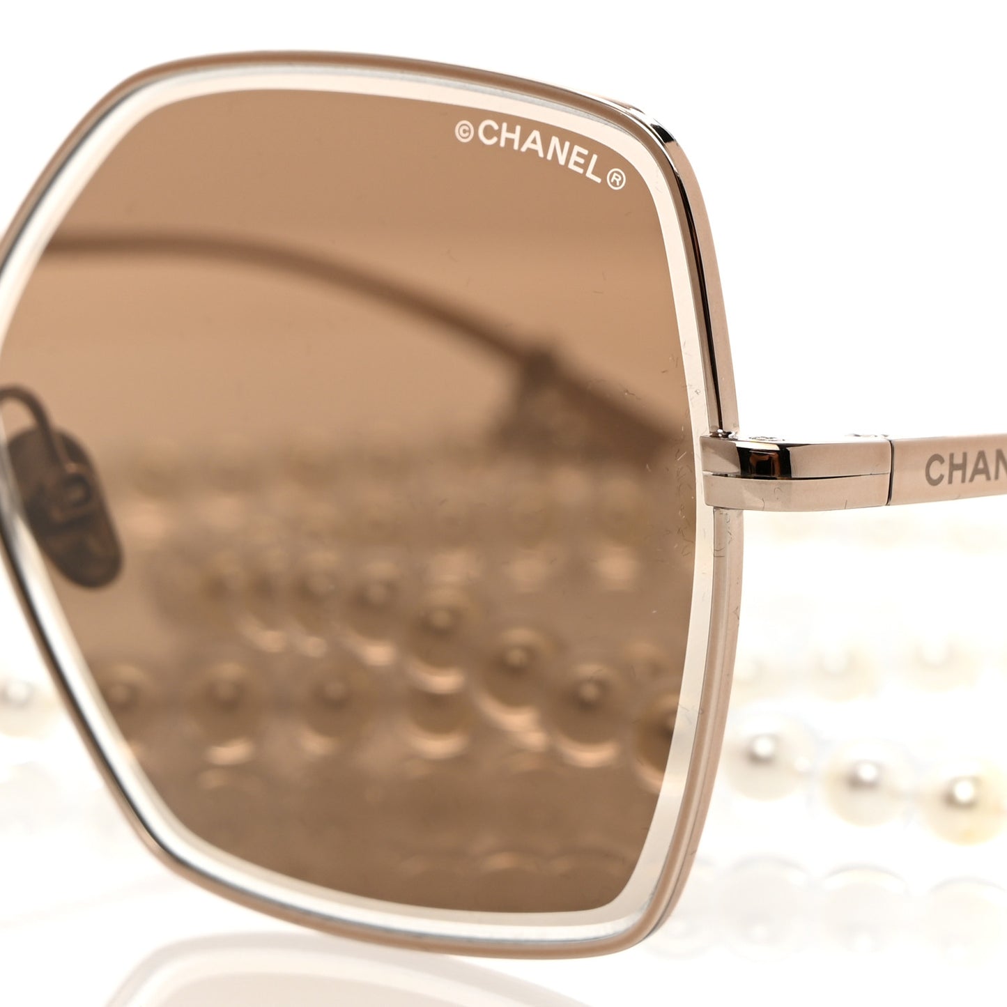 Butterfly Removable Pearl Chain Sunglasses 4262 Brown