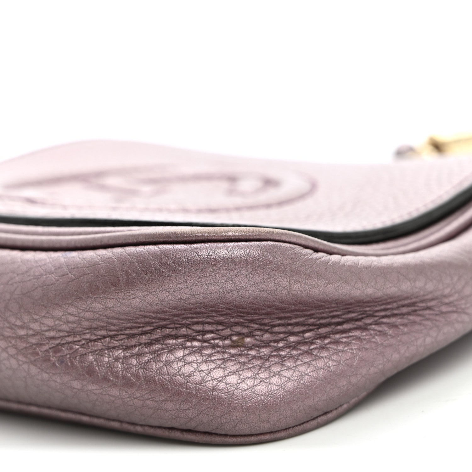 Gucci Metallic Pebbled Calfskin Small Soho Flap Crossbody Purple 10 of 13