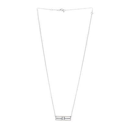 Tiffany 18K White Gold Blue Sapphire T Open Horizontal Bar Pendant Necklace 3 of 6