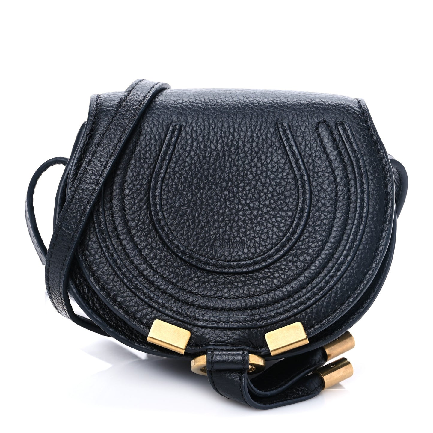 Calfskin Mini Marcie Round Crossbody Bag Black