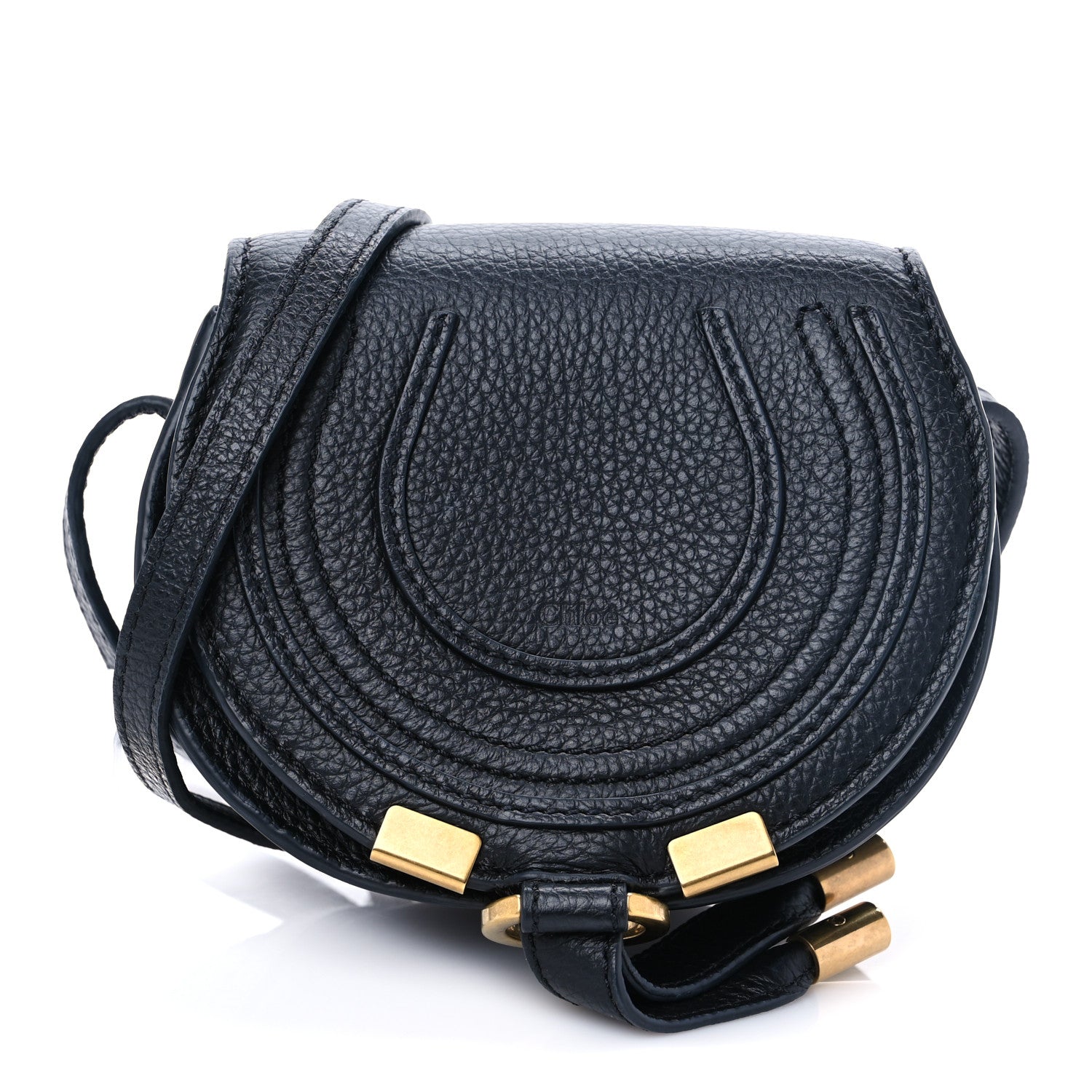 Chloe Calfskin Mini Marcie Round Crossbody Bag Black 1 of 8