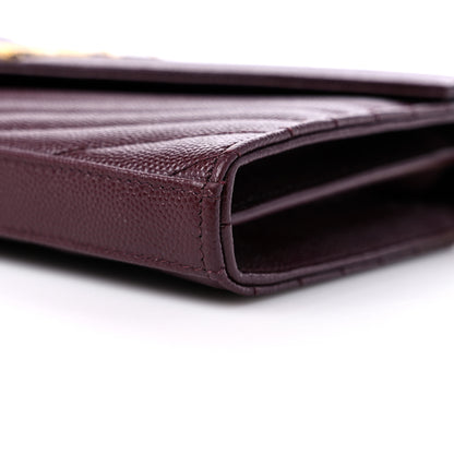 Saint Laurent Grain De Poudre Matelasse Chevron Monogram Chain Wallet Rouge Legion 8 of 9