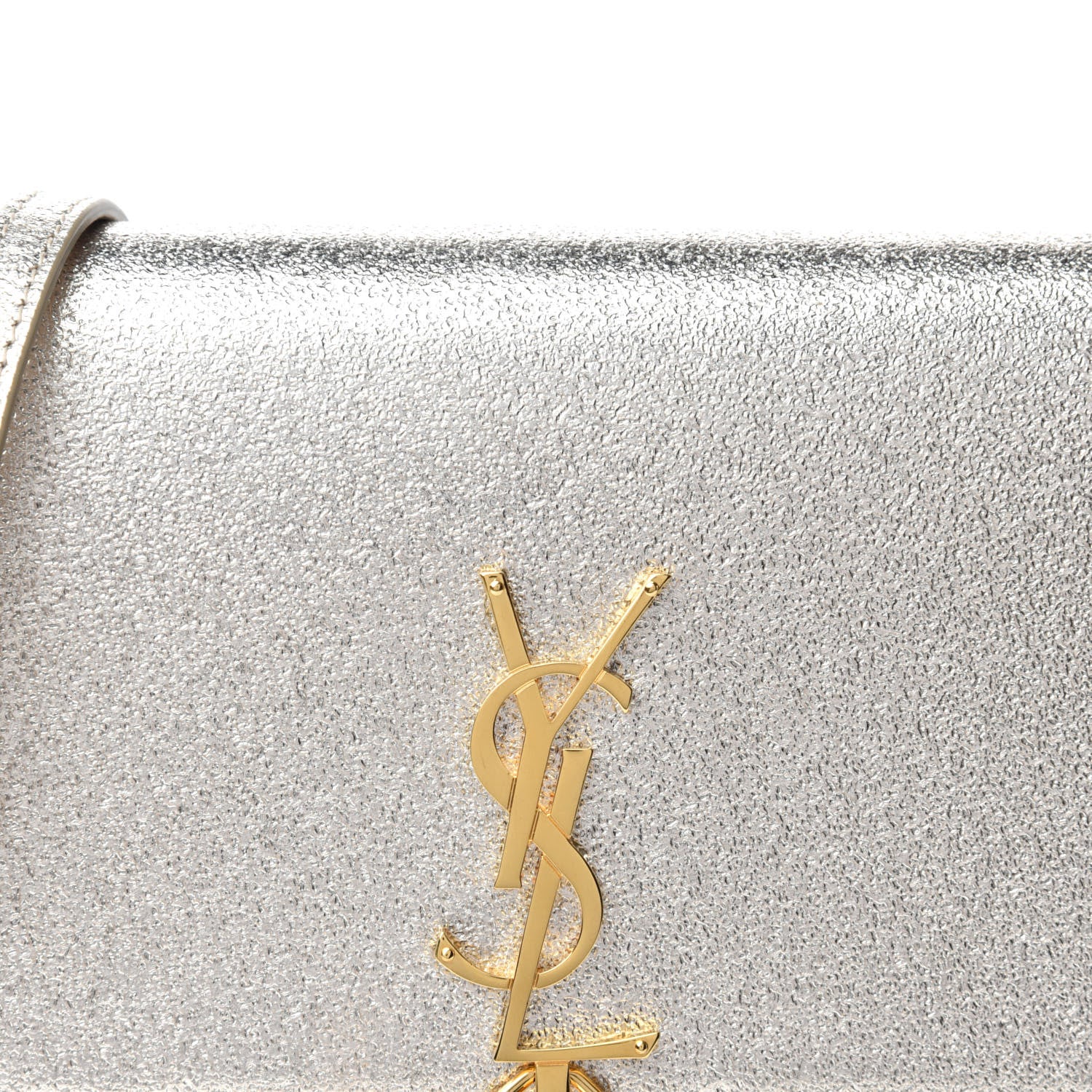 Saint Laurent Metallic Calfskin Classic Monogram Kate Tassel Chain Wallet Platine 10 of 11