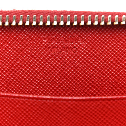 Prada Saffiano Metal Zip Around Wallet Fuoco 6 of 14