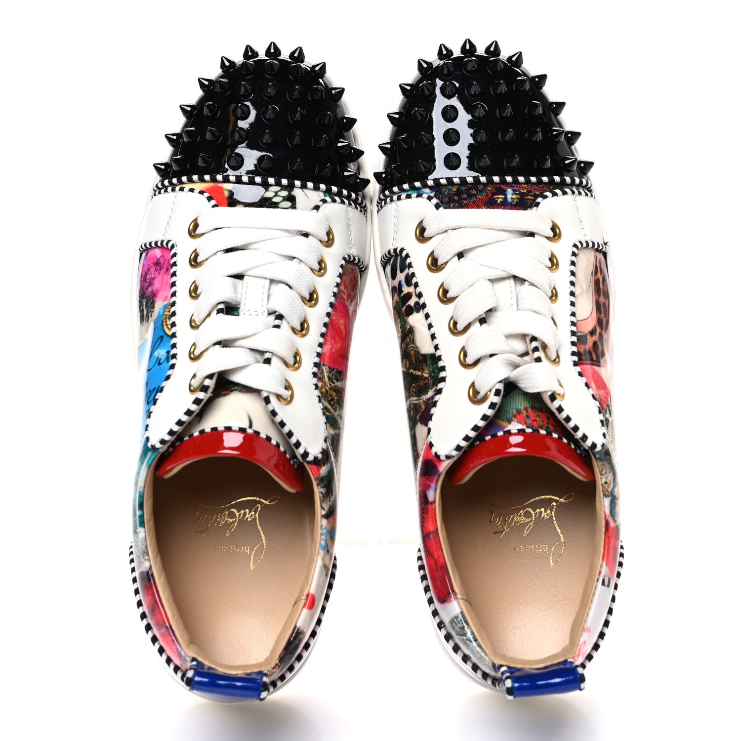 Christian Louboutin Calfskin Patent Womens Louis Junior Spikes Vieria Orlato Flat Sneakers 36.5 Version Multicolor 2 of 12