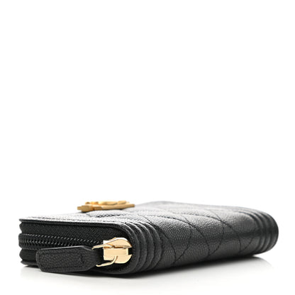 Chanel Caviar Quilted Boy Zip Around Coin Purse Wallet Black 4 of 8