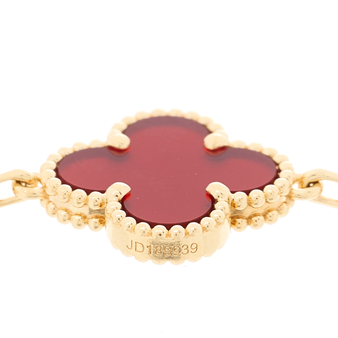 18K Yellow Gold Carnelian 5 Motifs Vintage Alhambra Bracelet