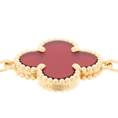 Van Cleef & Arpels 18K Yellow Gold Carnelian 5 Motifs Vintage Alhambra Bracelet 3 of 5
