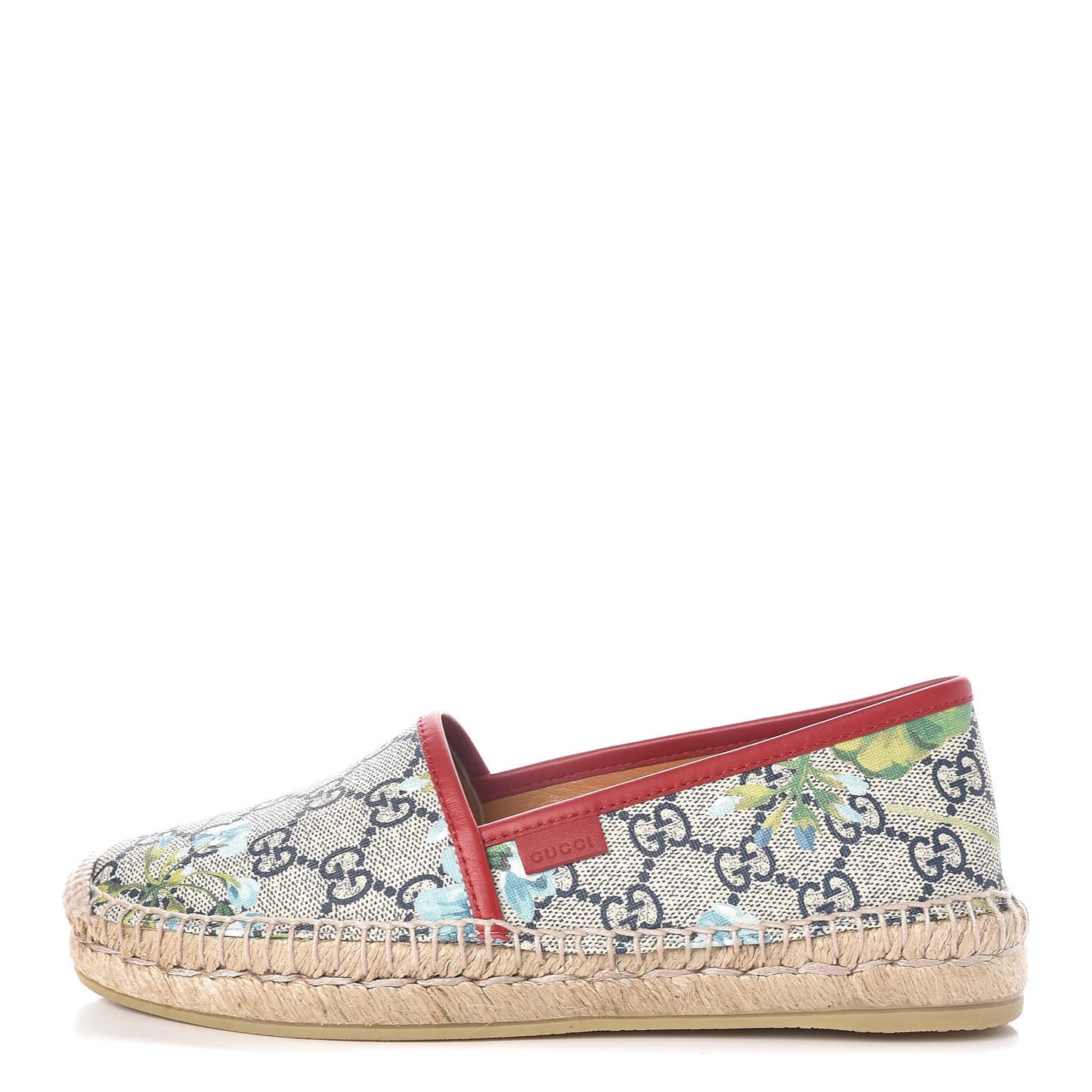 GG Supreme Monogram Blooms Espadrilles 35 Beige Blue Navy Hibiscus Red
