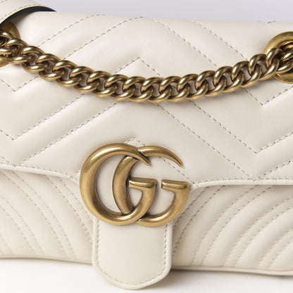 Gucci Calfskin Matelasse Mini GG Marmont Shoulder Bag White 11 of 12