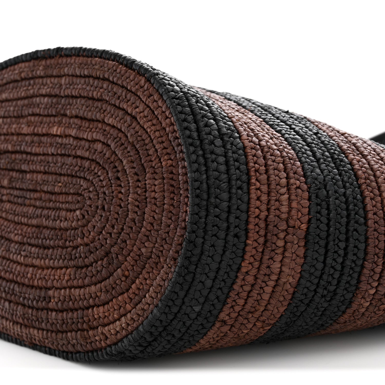 Celine Raffia Striped Calfskin Triomphe Couffin Panier Black Brown 10 of 10