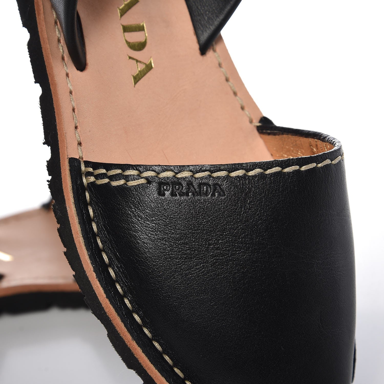 Prada Vitello Slingback Flat Sandals 37 Black 9 of 12