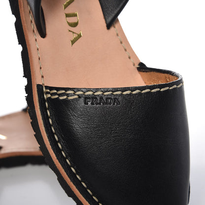 Prada Vitello Slingback Flat Sandals 37 Black 9 of 12