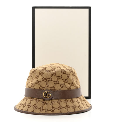 Gucci Monogram Textured Dollar Calfskin GG Jago Bucket Hat XXL Cacao Beige 10 of 10