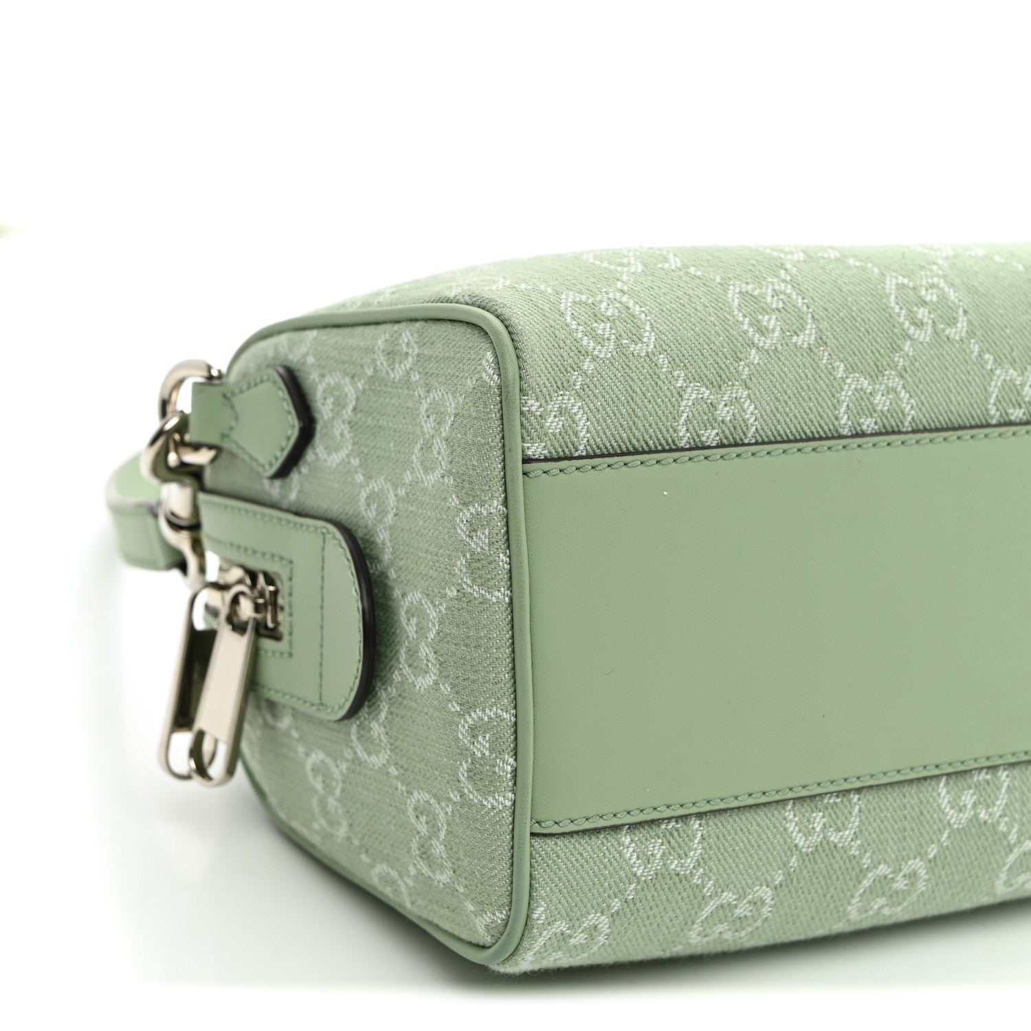 Gucci Denim GG Monogram Calfskin Mini Ophidia Top Handle Bag Pale Green 7 of 8