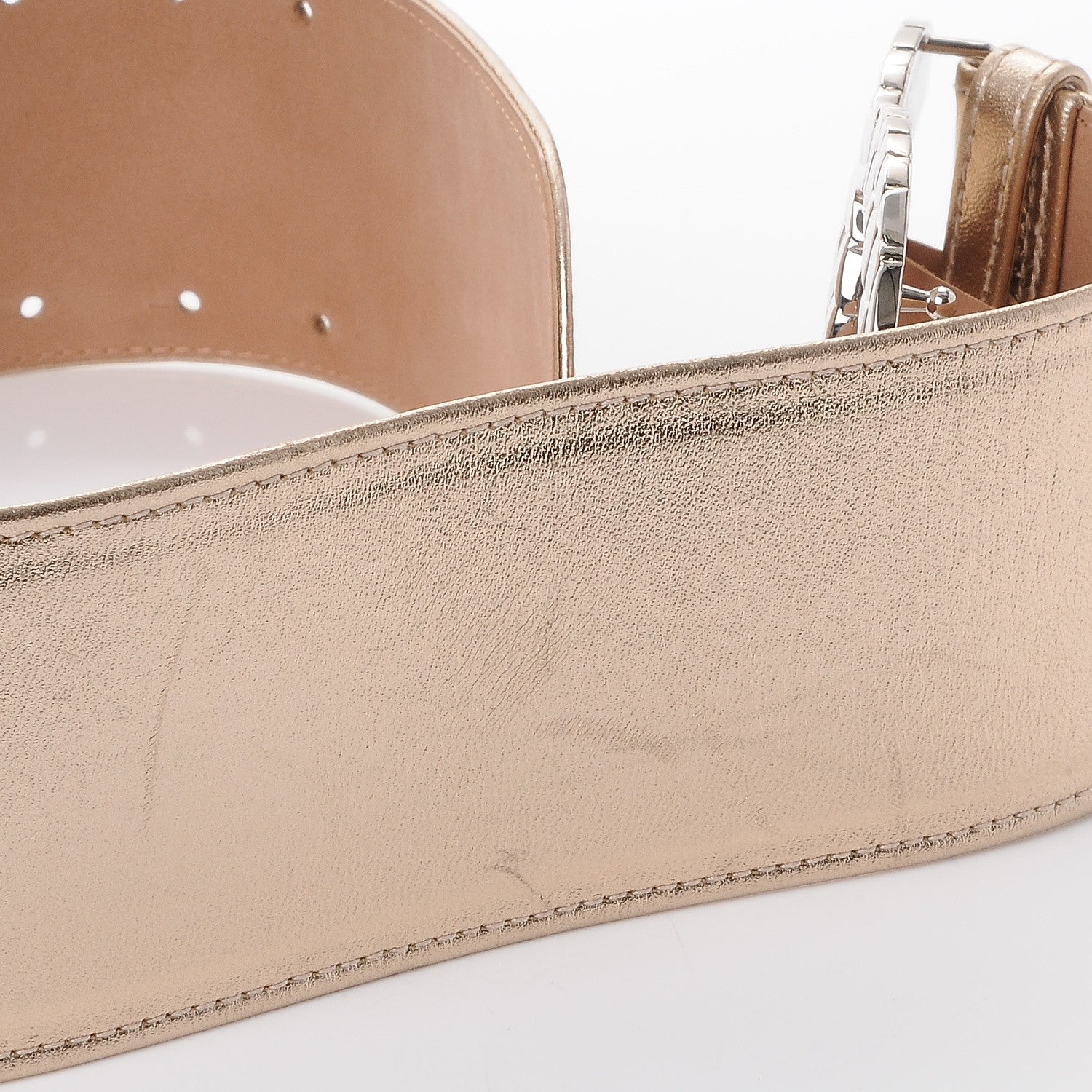 Chanel Metallic Lambskin CC Buckle Wide Belt 70 28 Gold 10 of 10