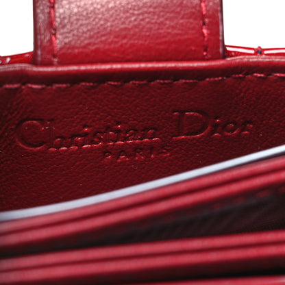 Christian Dior Patent Cannage Lady Dior 5-Gusset Card Holder Rouge Ceris 6 of 10