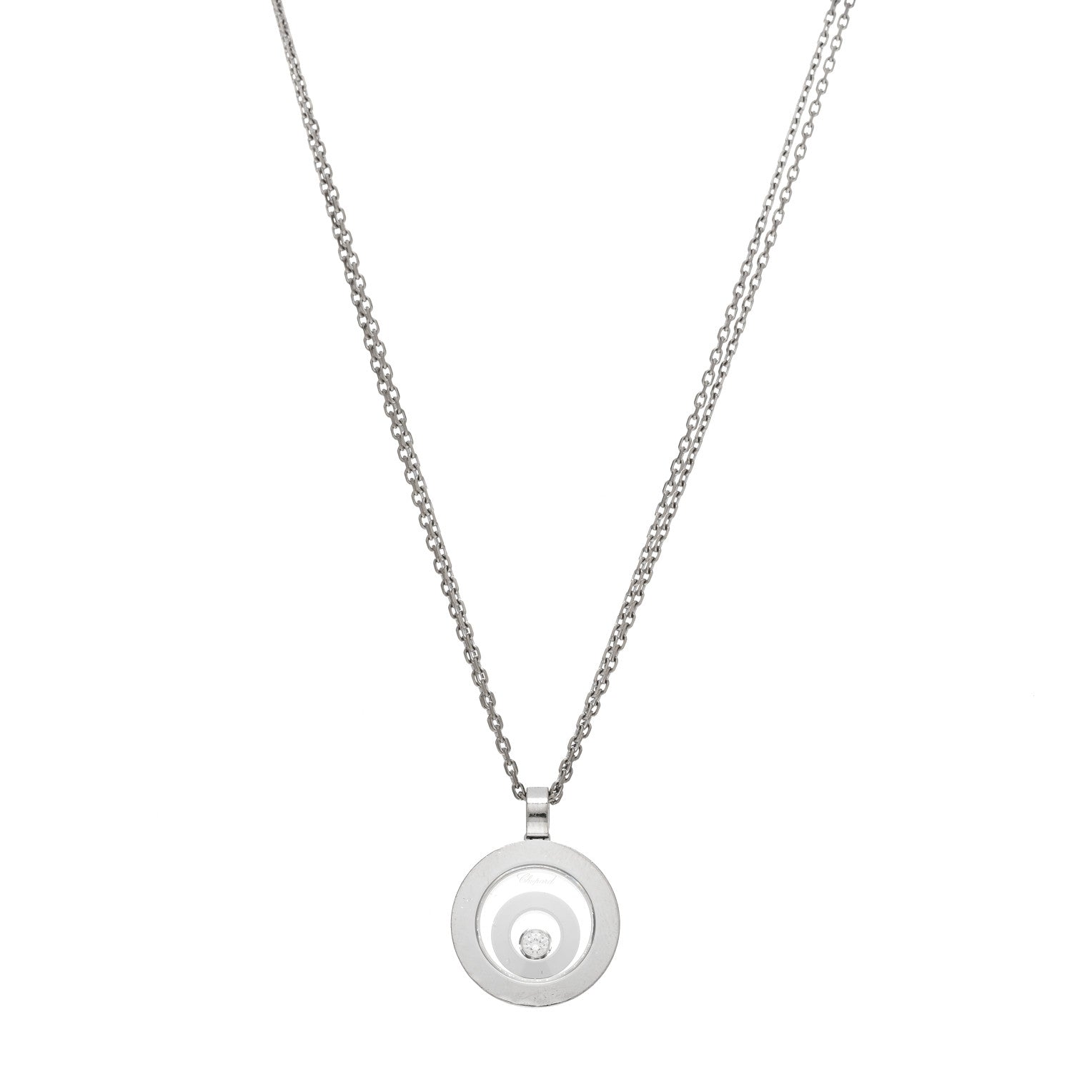 Chopard 18K White Gold Diamond Happy Spirit Pendant Necklace 1 of 6