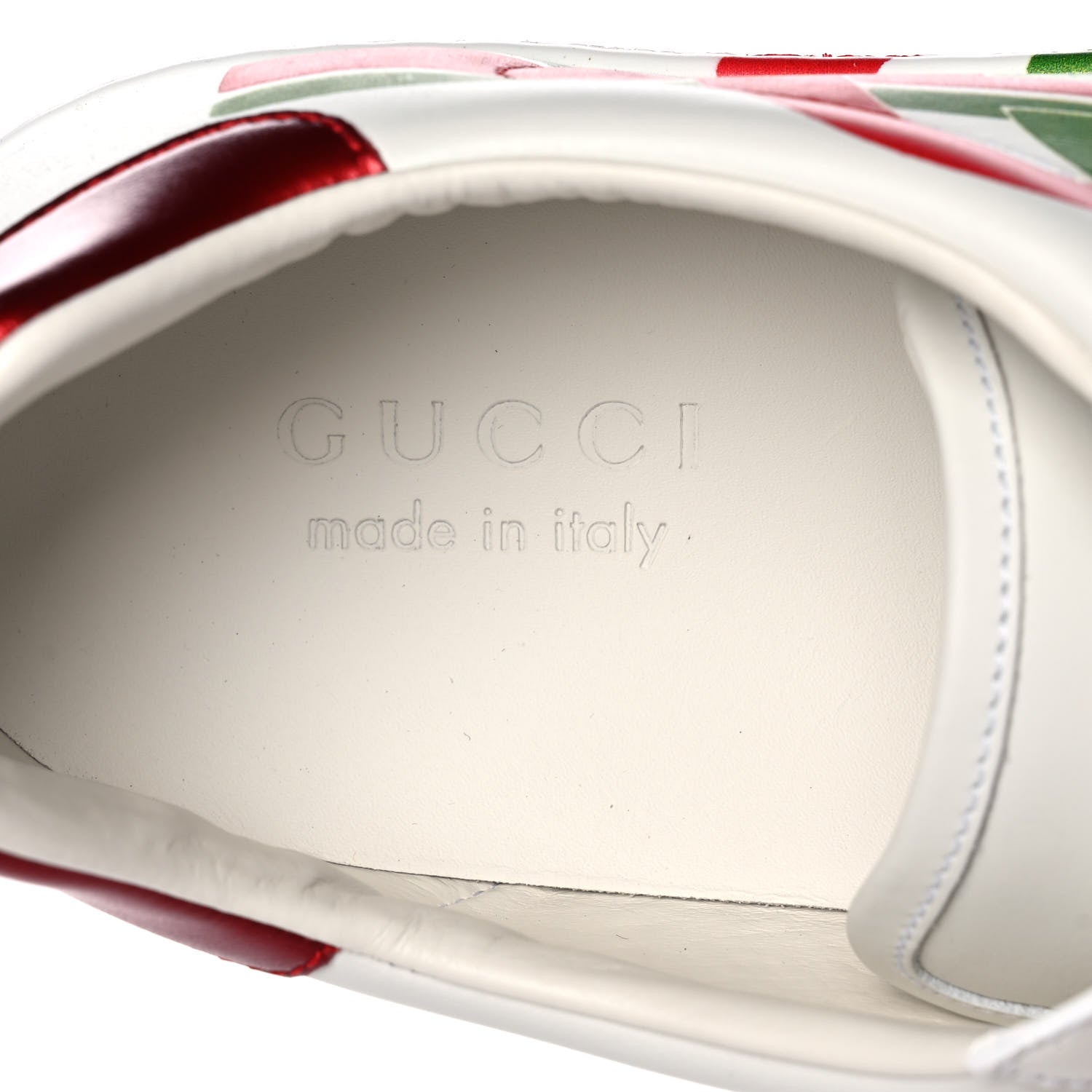 Gucci Calfskin Interlocking G Mens New Ace Sneakers 9 White Red Flame Green 7 of 11