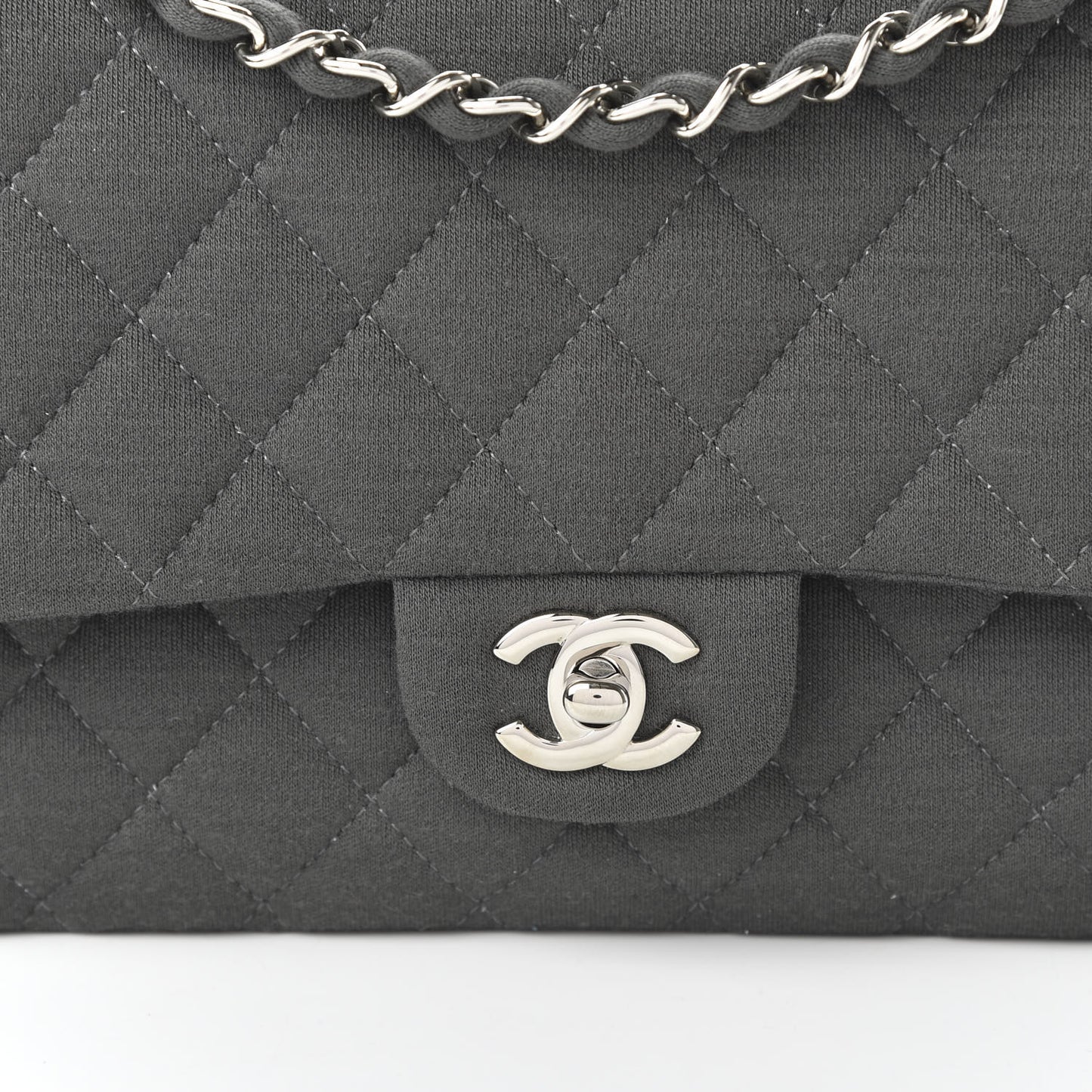 Jersey Quilted Medium Double Flap Grey