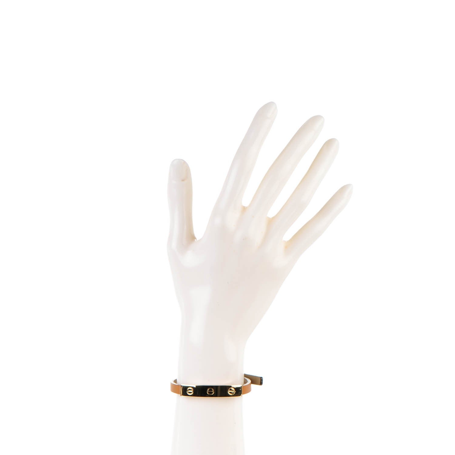 Cartier 18K Yellow Gold Lambskin 3 Motif LOVE Bracelet Brown 2 of 8