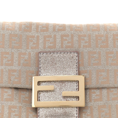 Fendi Metallic Jacquard Zucchino Suede Mini Mama Baguette Cipria Argento Grigio 8 of 14