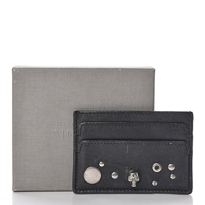 Alexander McQueen Calfskin Studded Skull Card Holder Black 10 of 10
