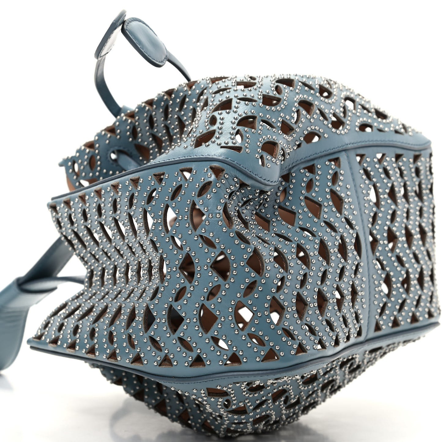 Calfskin Lux Laser Cut Studded Rose-Marie 19 Bag Blue