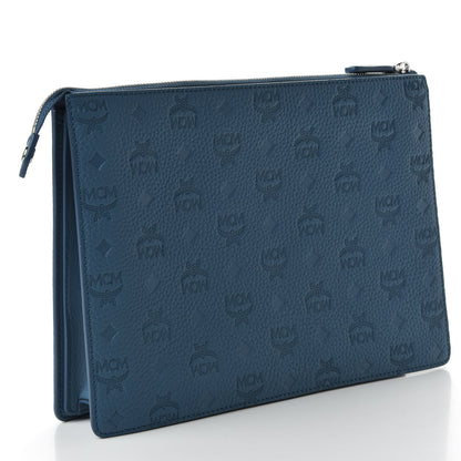 MCM Calfskin Ottomar Monogram Medium Tivitat Document Holder Blue 3 of 6