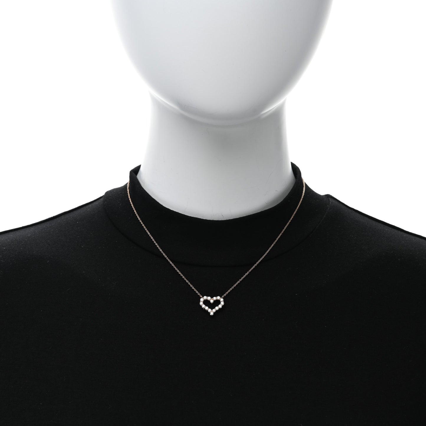 18K Rose Gold Diamond Small Heart Pendant Necklace