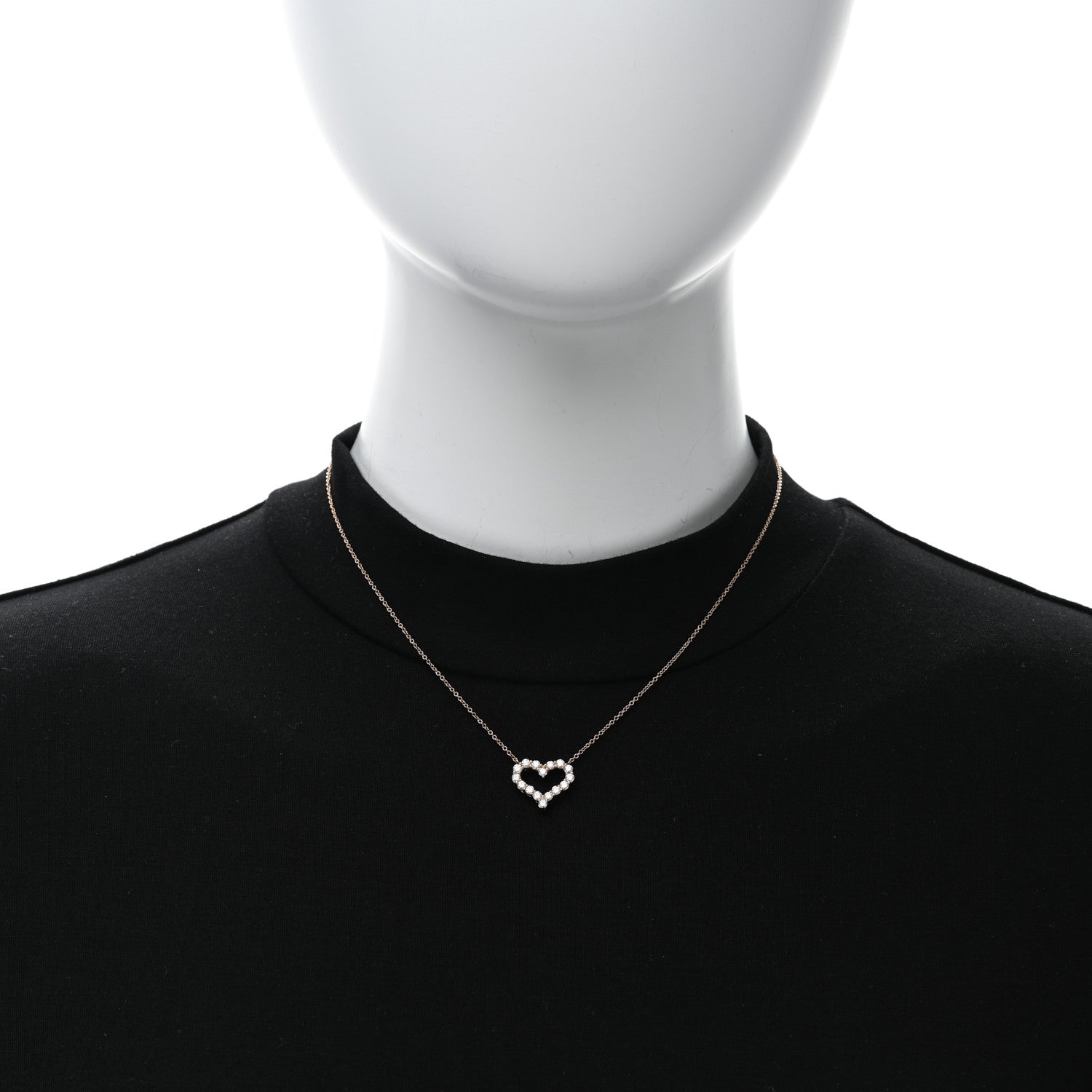 Tiffany 18K Rose Gold Diamond Small Heart Pendant Necklace 2 of 4
