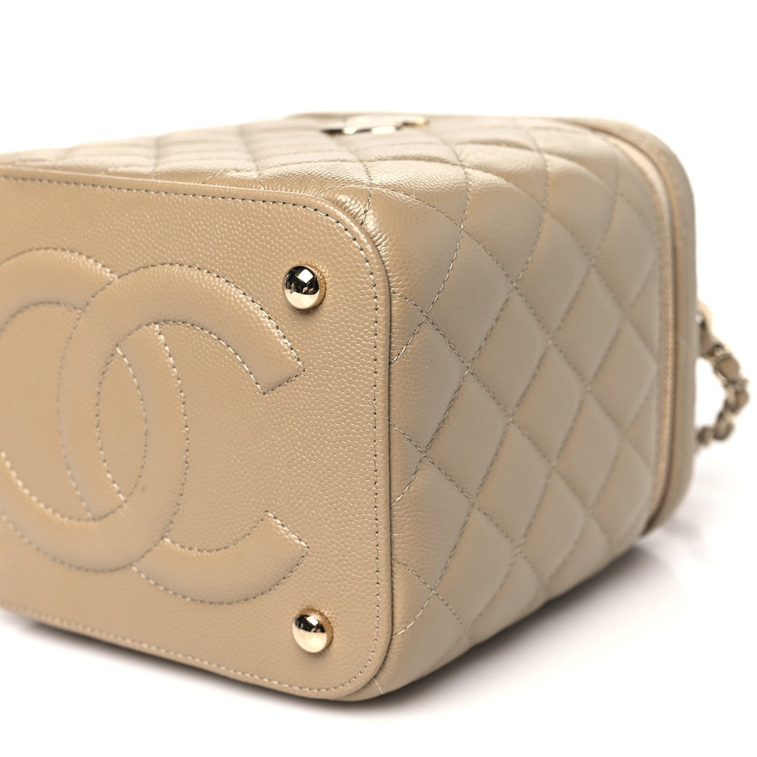 Chanel Caviar Quilted Small Top Handle Vanity Case With Chain Dark Beige 10 of 10